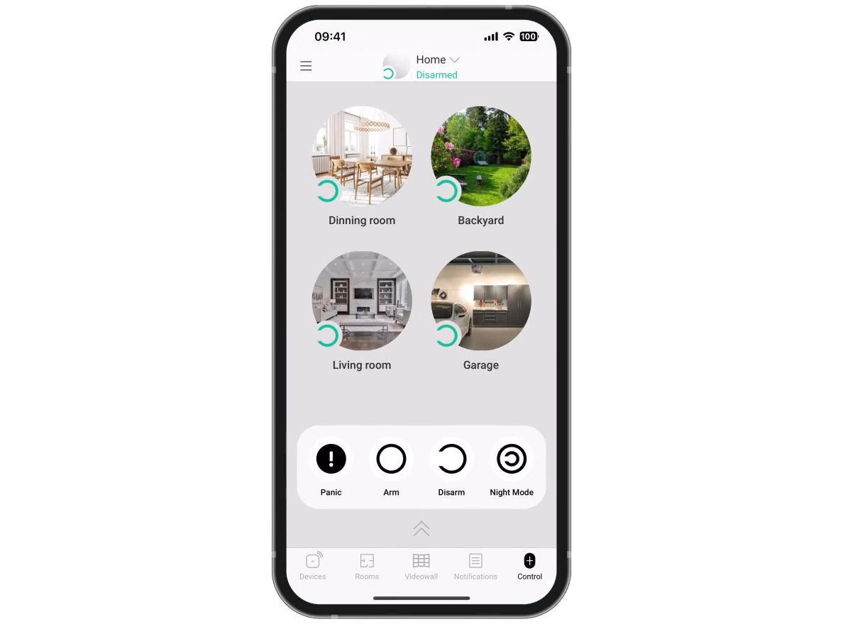 Ajax videowall with multiple live camera feeds in the mobile app
